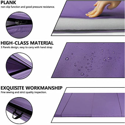 A purple yoga mat with a floral design laid out in a sunlit room, perfect for meditation